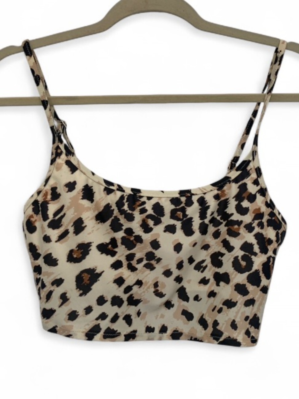 Leopard Print Cami Crop Top - Beige/Black